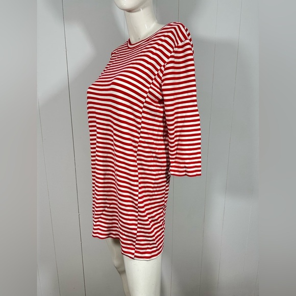 J Crew Womens Red & White Tunic Mini Dress Stretch 3/4 Sleeve Style 7659 - Picture 3 of 8